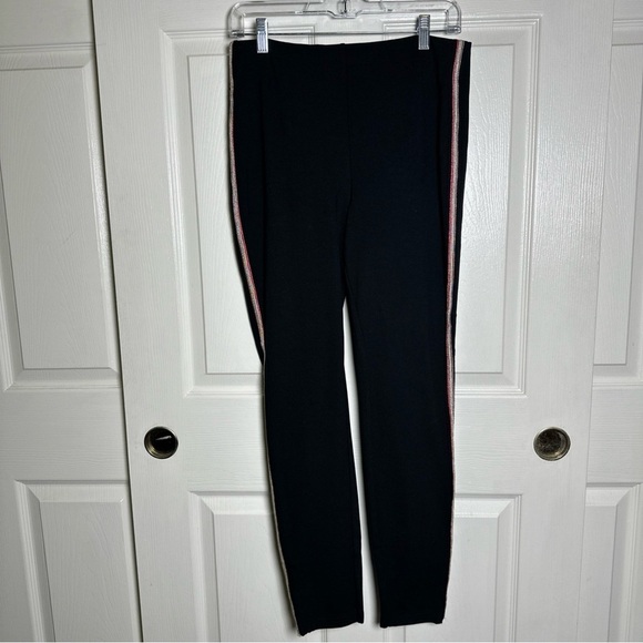 One 5 One Woman’s Pants Large Black Stretch Rayon Skinny Beaded Christmas Office - Picture 1 of 9